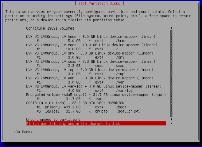 Partition disks configuration on Debian