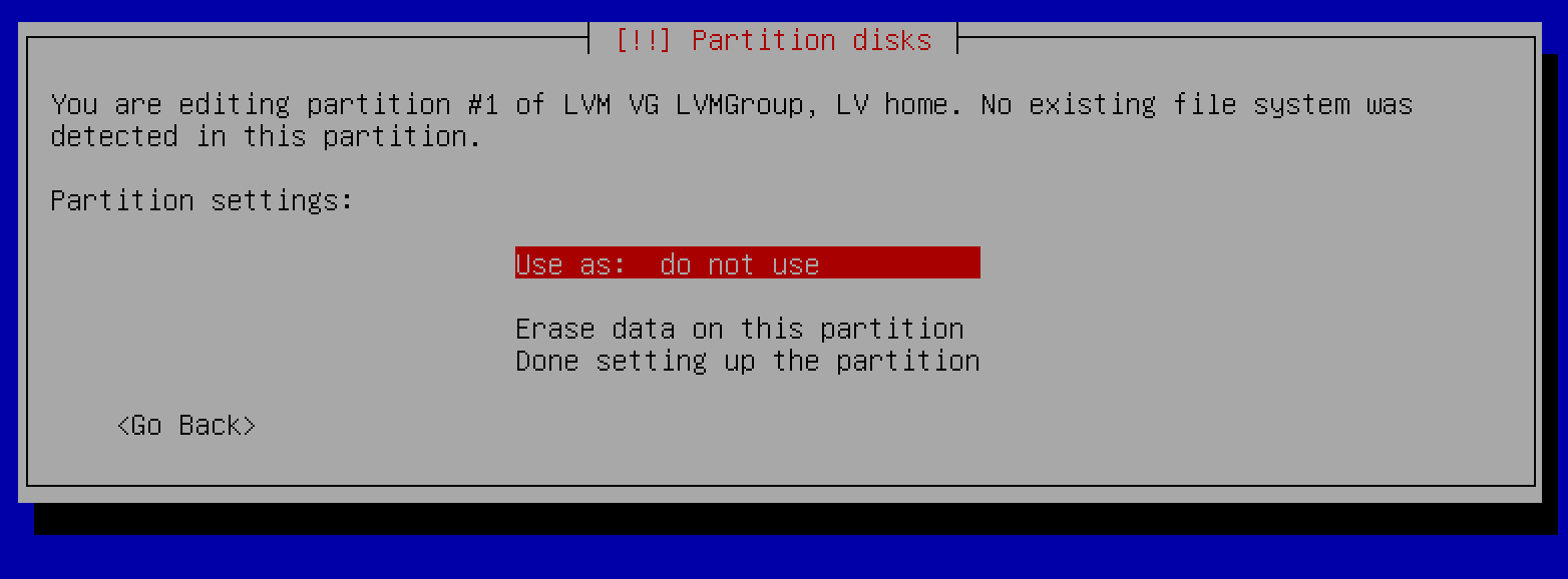 Partition disks configuration on Debian