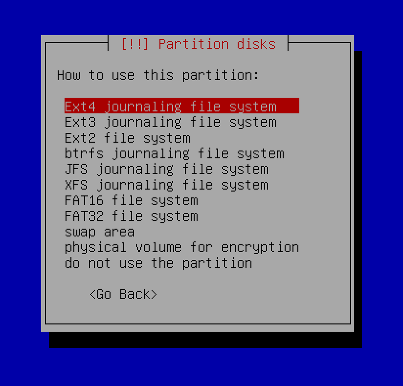 Partition disks configuration on Debian