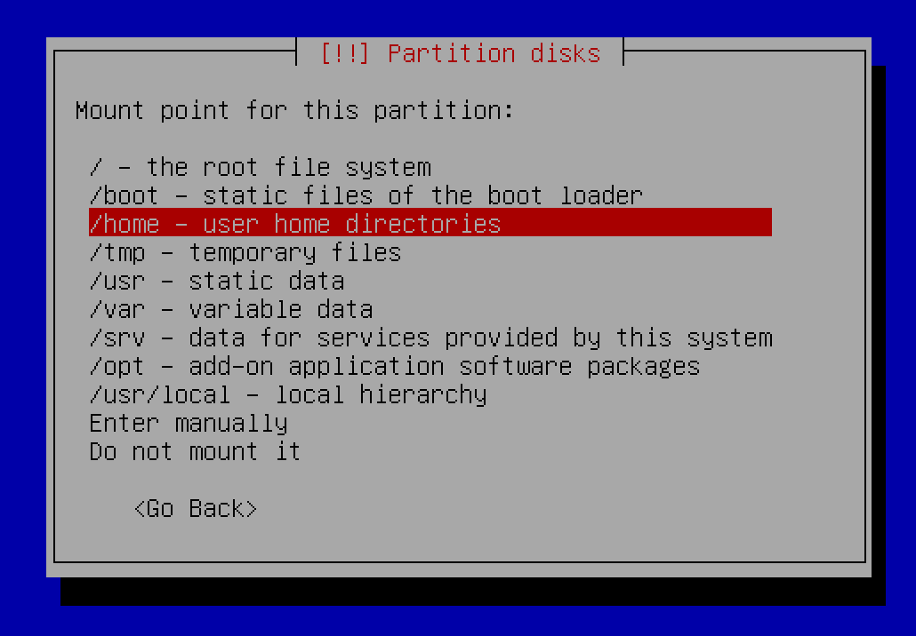 Partition disks configuration on Debian