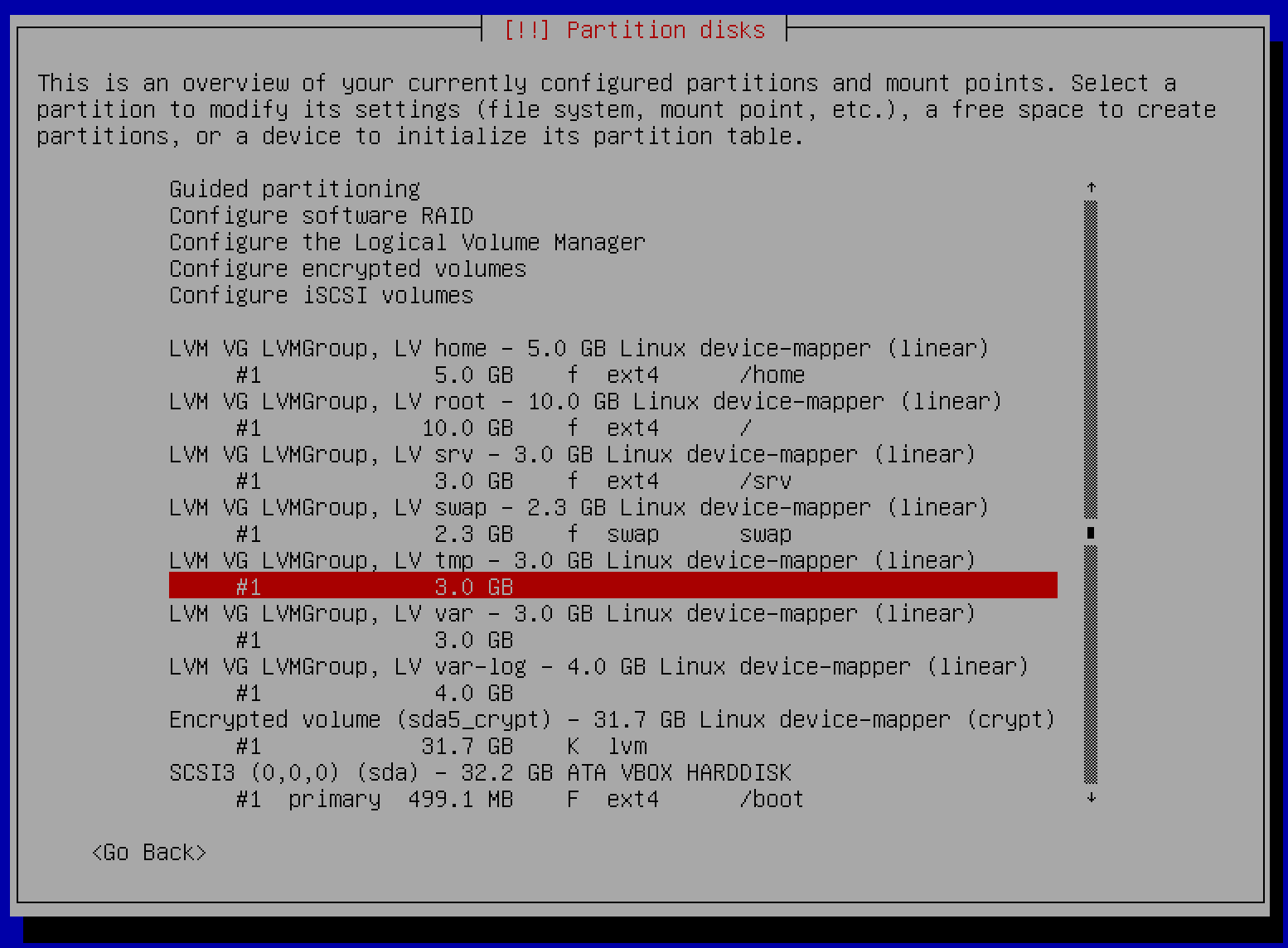 Partition disks configuration on Debian