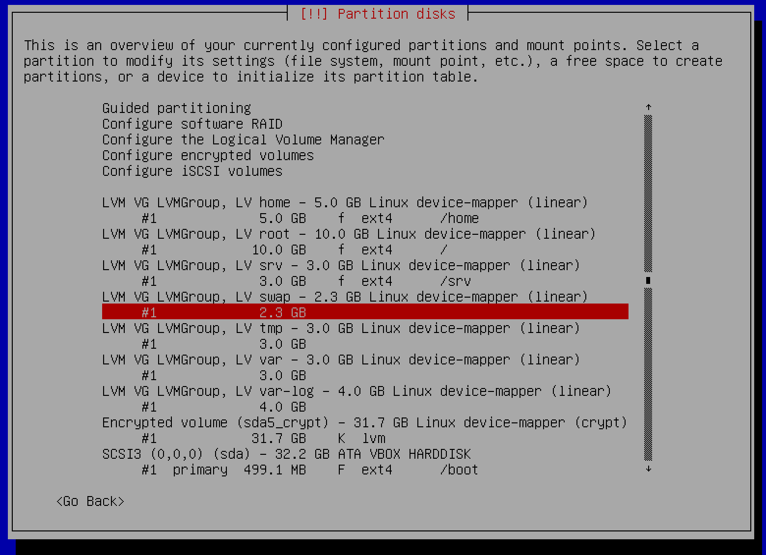Partition disks configuration on Debian