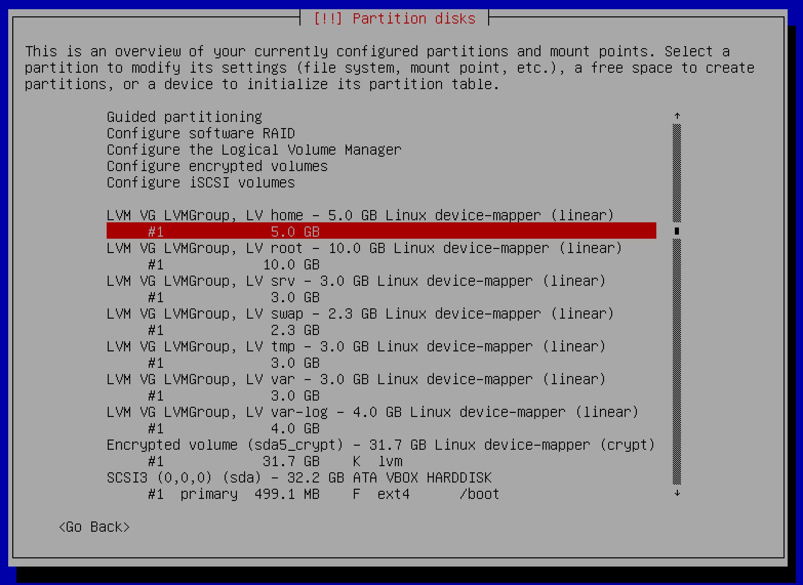 Partition disks configuration on Debian