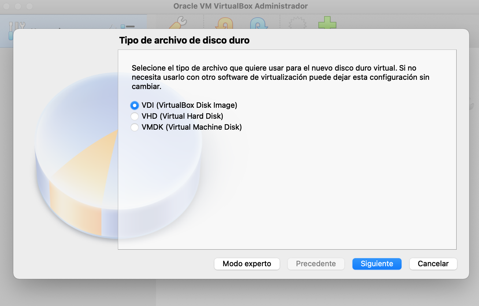 VDI selection from VirtualBox